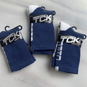 TCK Performance Socks New size: XS youth 8-12 blue x3